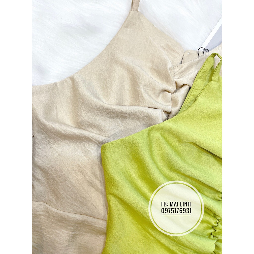 ⚡ Đầm xòe cổ yếm 2 màu xanh và be | BigBuy360 - bigbuy360.vn