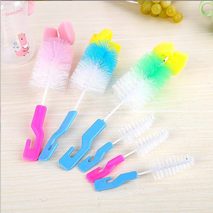 Cọ bình sữa núm ti, dụng cụ vệ sinh bình sữa cho bé 2 chi tiết