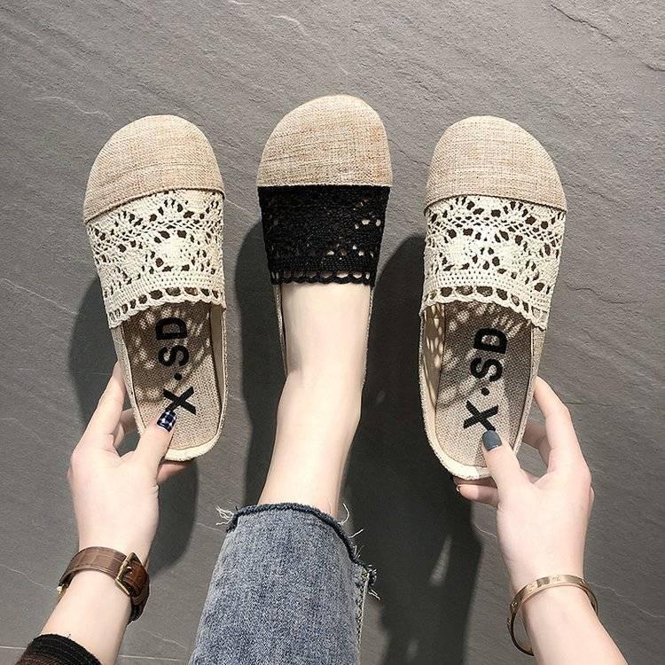Dép Sandal Hở Ngón Chất Liệu Lanh Thoáng Khí Phong Cách Retro Tth009 Cho Nữ