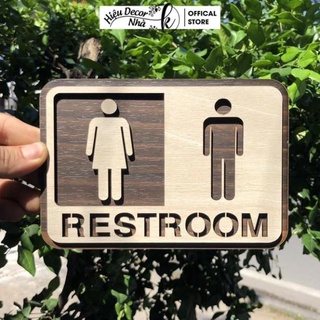 Bảng restroom bằng gỗ MDF phủ verneer / trang trí homestay cực chất - Hiệu Nhà K