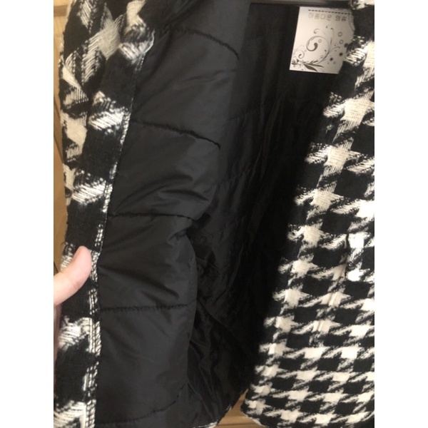 Áo khoác dạ sơmi hoạ tiết houndstooth răng cưa - Áo khoác dạ oversize chần bông (Ảnh thật ở cuối) | BigBuy360 - bigbuy360.vn