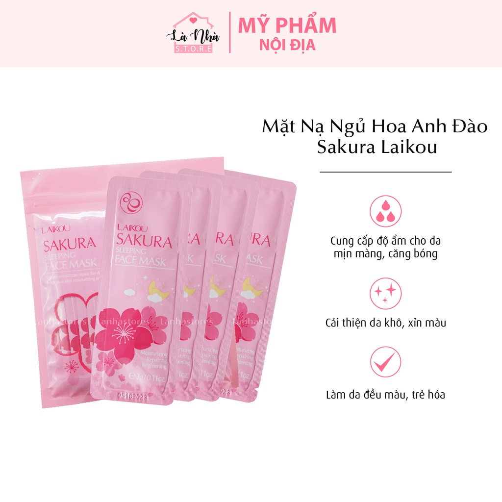 Bịch 15 Miếng Mặt Nạ Ngủ Hoa Anh Đào Sakura Laikou Chính Hãng