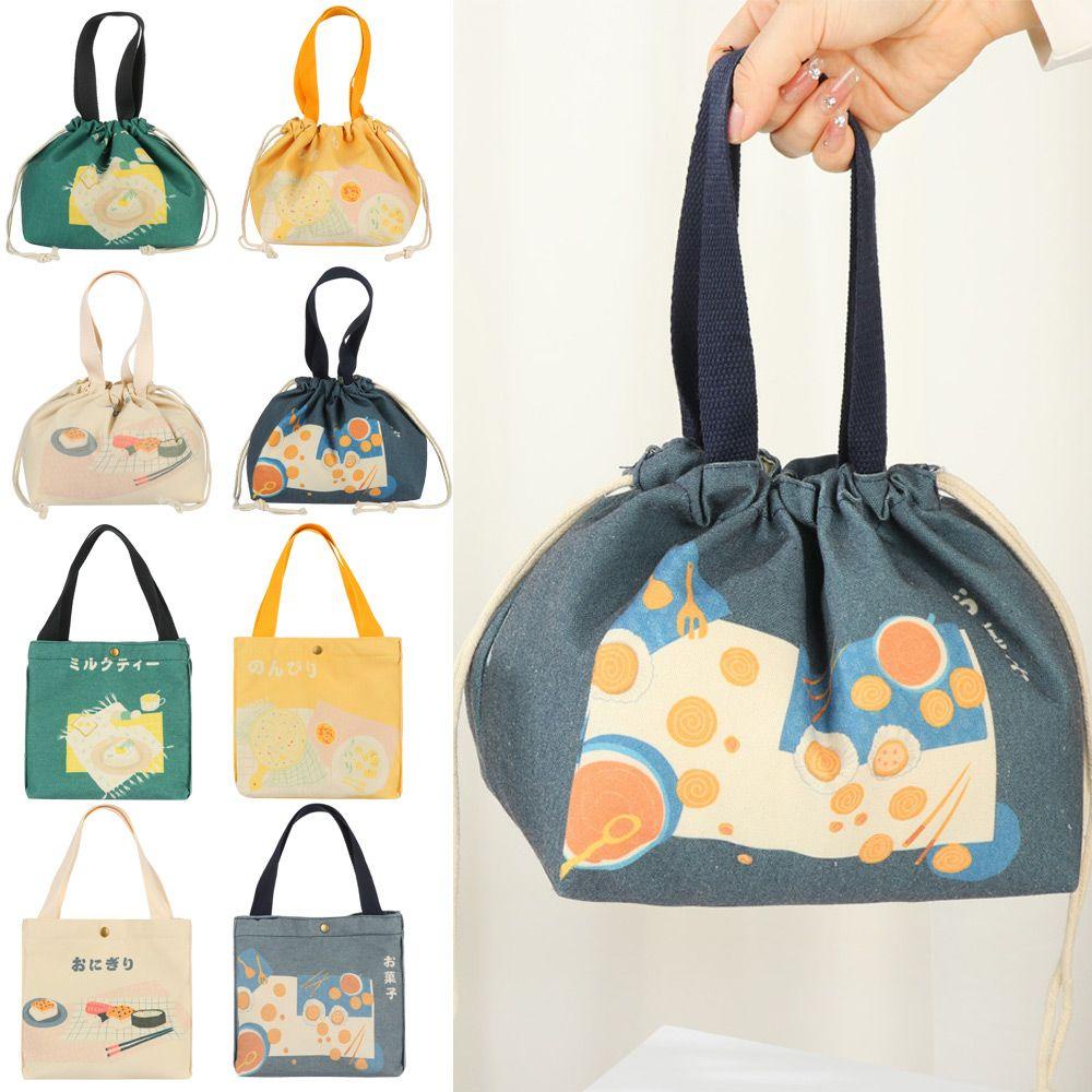 Túi Vải Canvas Đựng Cơm Trưa Phong Cách Nhật Bản Tiện Dụng