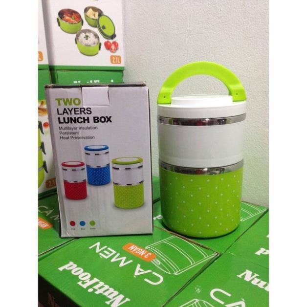 Hộp cơm giữ nhiệt  2 tầng lõi inox 8504