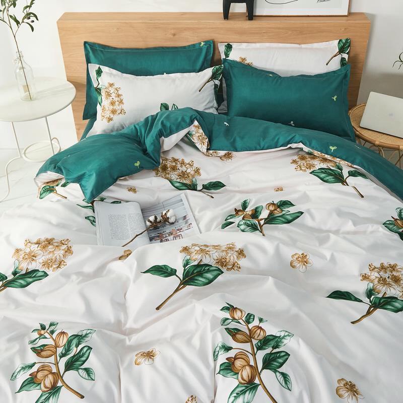 Bộ chăn ga gối coton poly Emmidecor - Mẫu Qủa Bằng Lăng