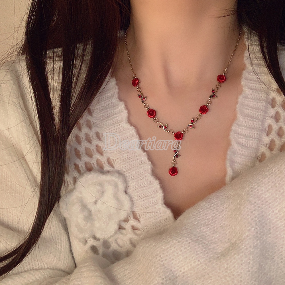 Vòng cổ Hoa Hồng Phong Cách Retro Sang Trọng Dành Cho Nữ