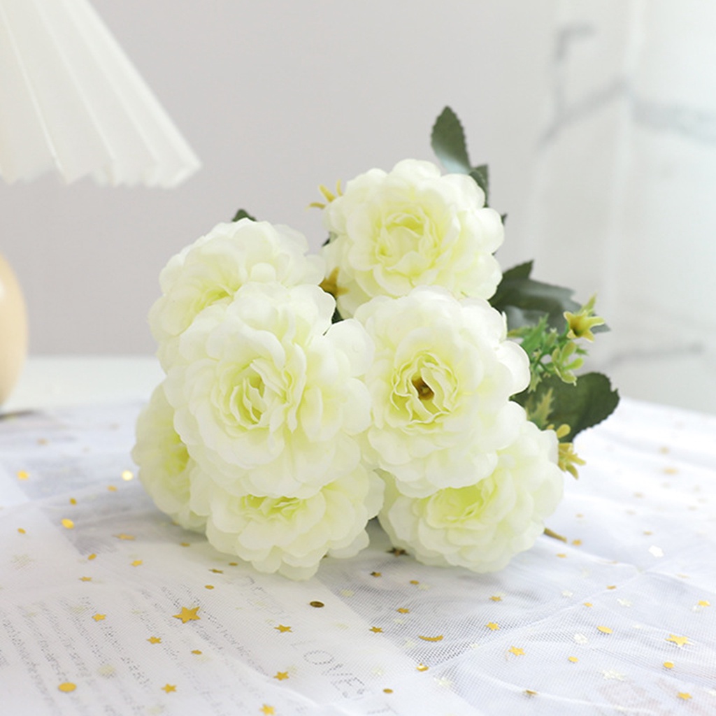 Nhánh hoa mẫu đơn nhân tạo 6 đầu sống động trang trí đám cưới