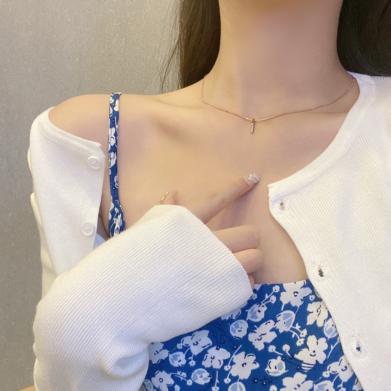 Dây chuyền Hàn Quốc cho phụ nữ Thời trang Hàn Quốc Dây chuyền vàng hồng từ đơn giản kim cương tính khí chuỗi xương đòn Chuỗi vòng cổ mới cho các cô gái