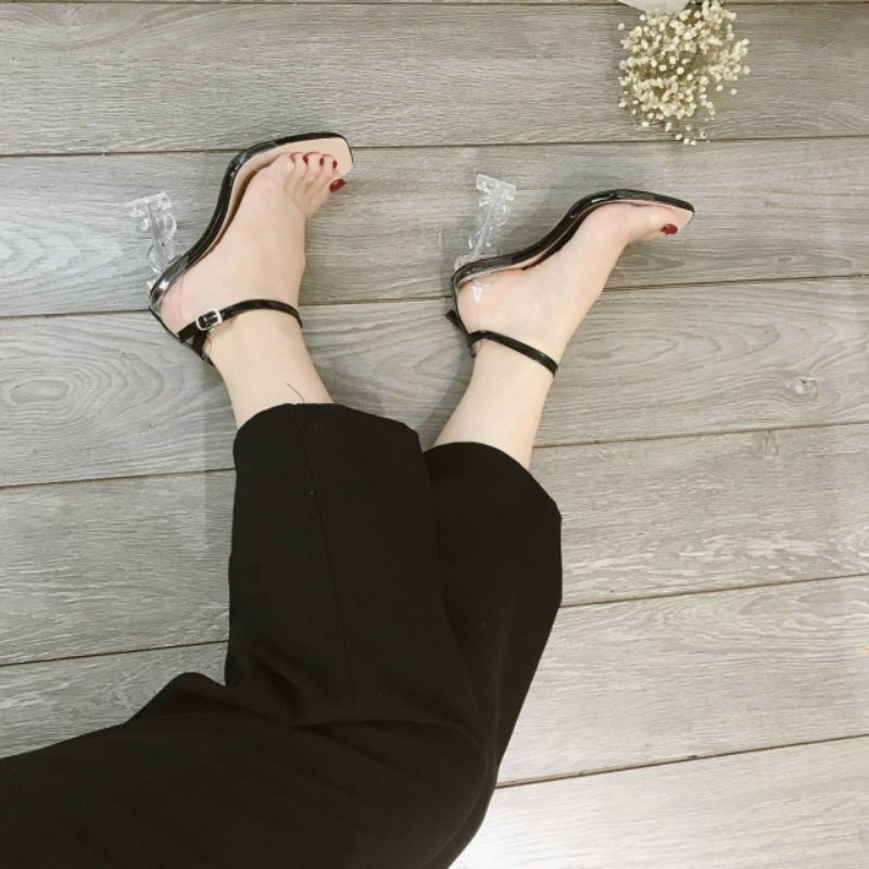 [Mã FASHIONG10 giảm 10k đơn 50k] Giày Sandal cao gót 9p quai trong gót trong chữ S siêu đẹp | BigBuy360 - bigbuy360.vn