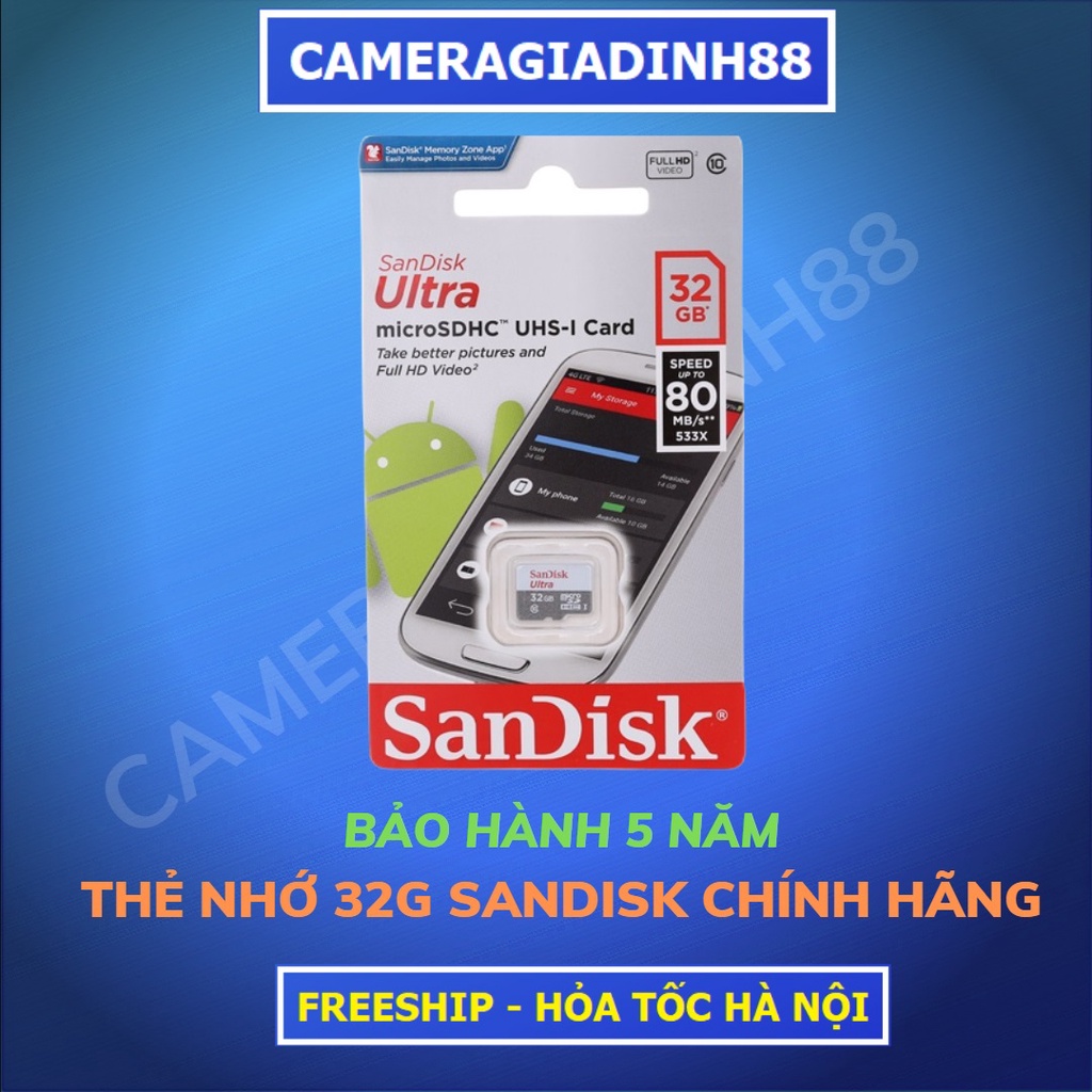 Thẻ nhớ Micro SD SanDisk Ultra 32GB - Chính hãng bảo hành 5 Năm