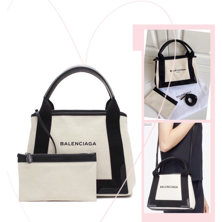 TNS-Túi tote canvas siêu  Balien Cabas tote bag--canvas trắng phối đen sang trọng