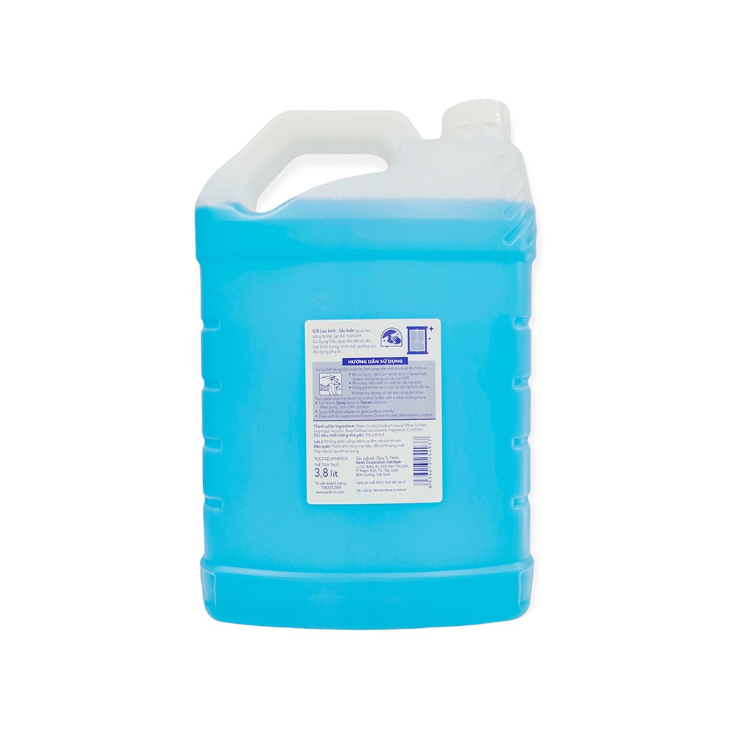 Nước Lau Kính Gift Sắc Biển Can 3,8 Lít Sạch Nhanh, Không Vệt Sọc