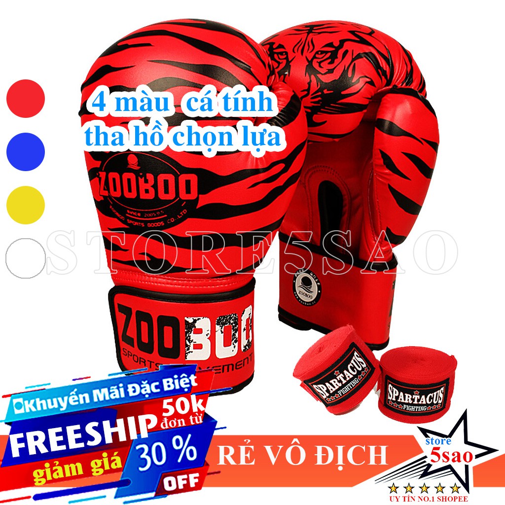 Găng tay boxing Zooboo loại tốt ⚡FREESHIP⚡ Găng tay đấm bốc giá rẻ [ bản new 2021 ]