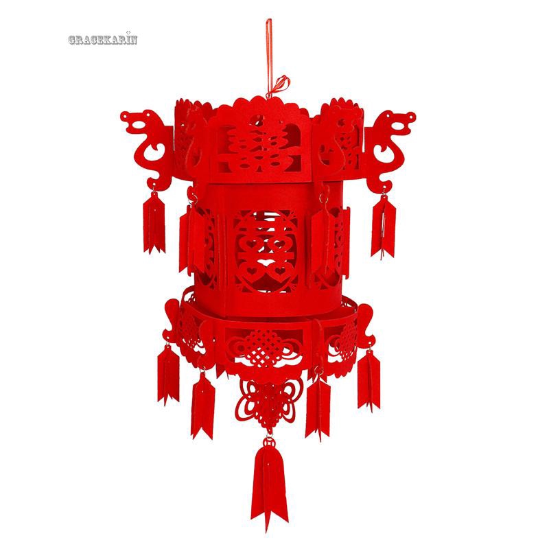 Lồng đèn tua rua bằng vải không dệt phong cách Trung Hoa dùng để trang trí tiệc cưới