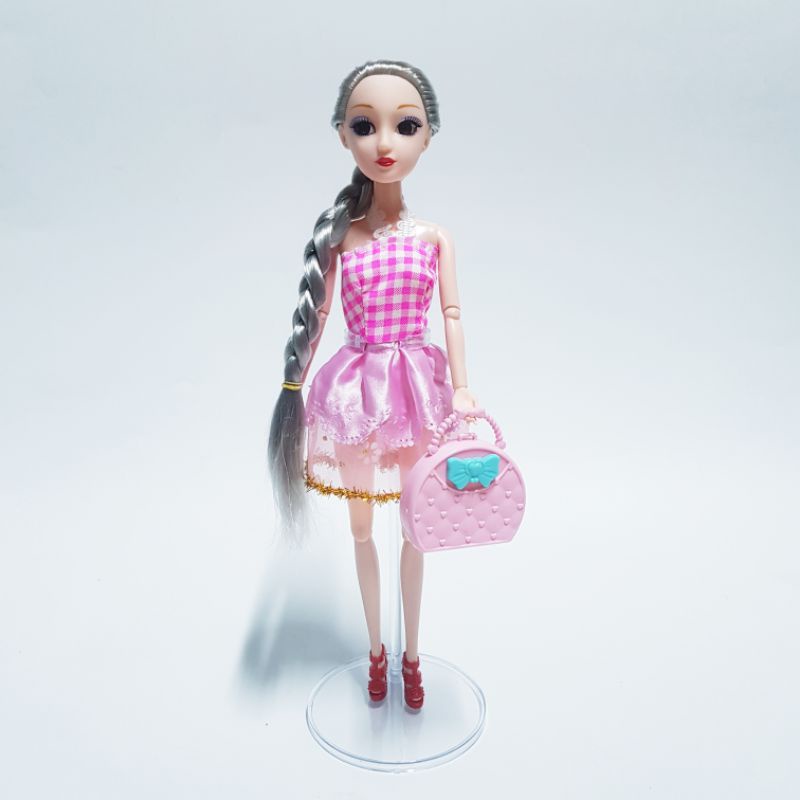 Búp bê tóc dài túi xách xoay full các khớp 30cm