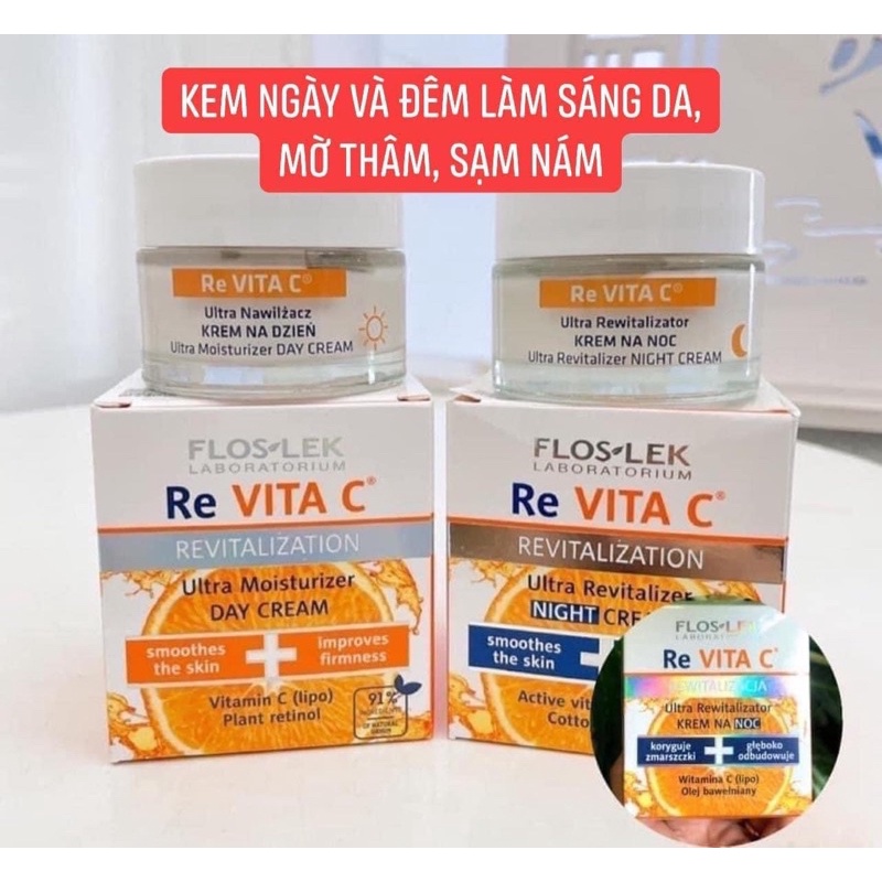 Kem dưỡng ngày và đêm Floslek Re Vita C 50ml làm sáng, chống lão hoá