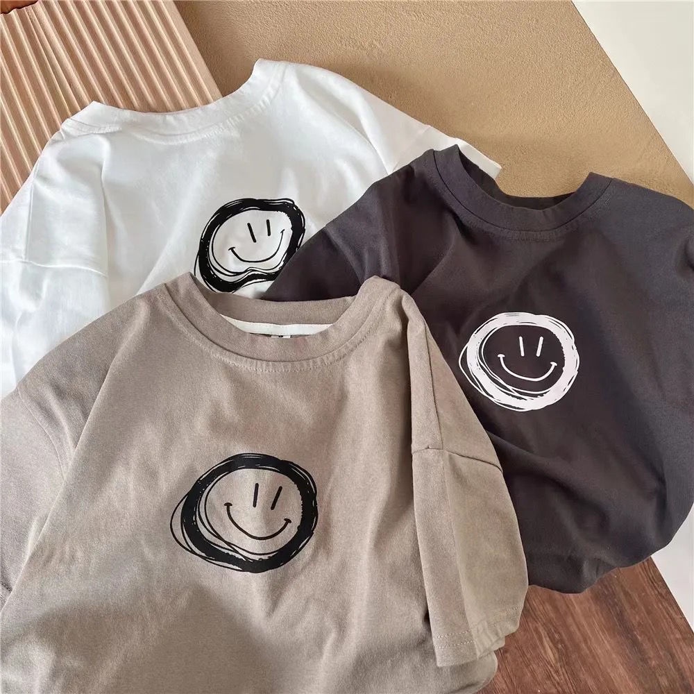 Áo Thun 100% Cotton Mỏng Tay Cộc In Họa Tiết Hoạt Hình Phong Cách Hàn Quốc Nhật Bản Mùa Hè 2022 Cho Bé Trai