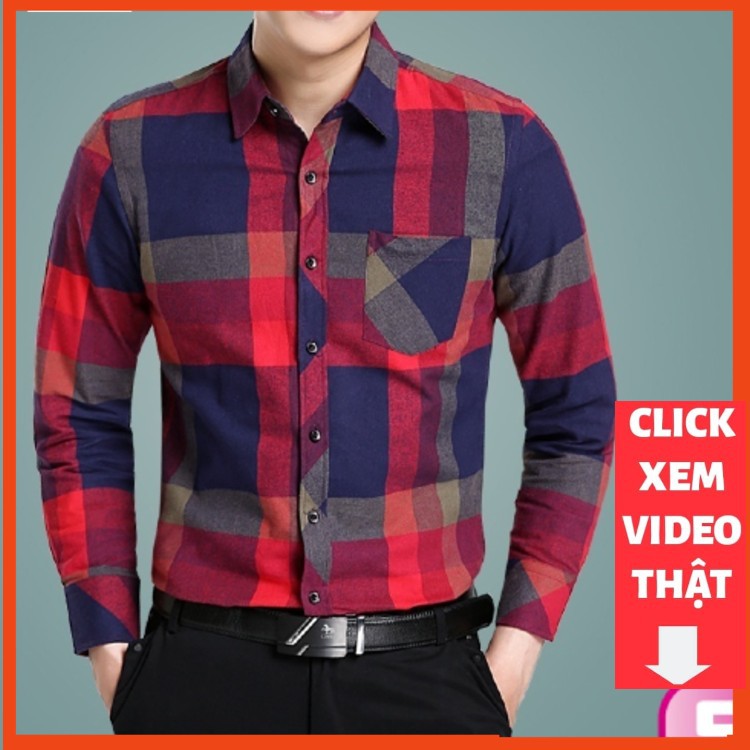 Sơ Mi Nam Hàn Quốc Sọc Caro Cao Cấp Chất Cotton Cực Mát