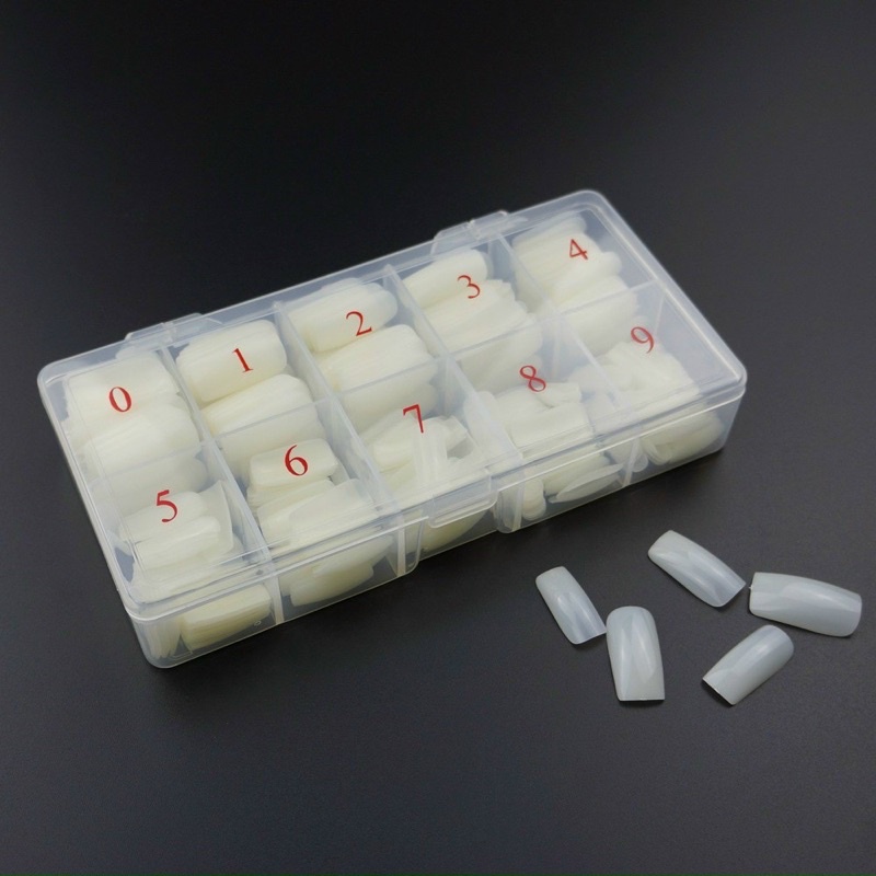 Móng Úp Chân Phom Vuông Dài Hộp 500 Móng Đủ Size