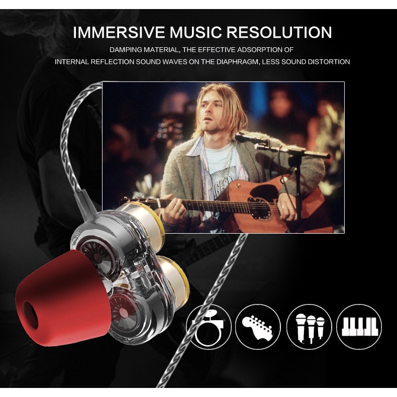 Tai Nghe Nhét Tai Có Dây QKZ KD7 Cao Cấp Âm Thanh Super Bass Chống Ồn Tương Thích Các Dòng Điện Thoại Và PC