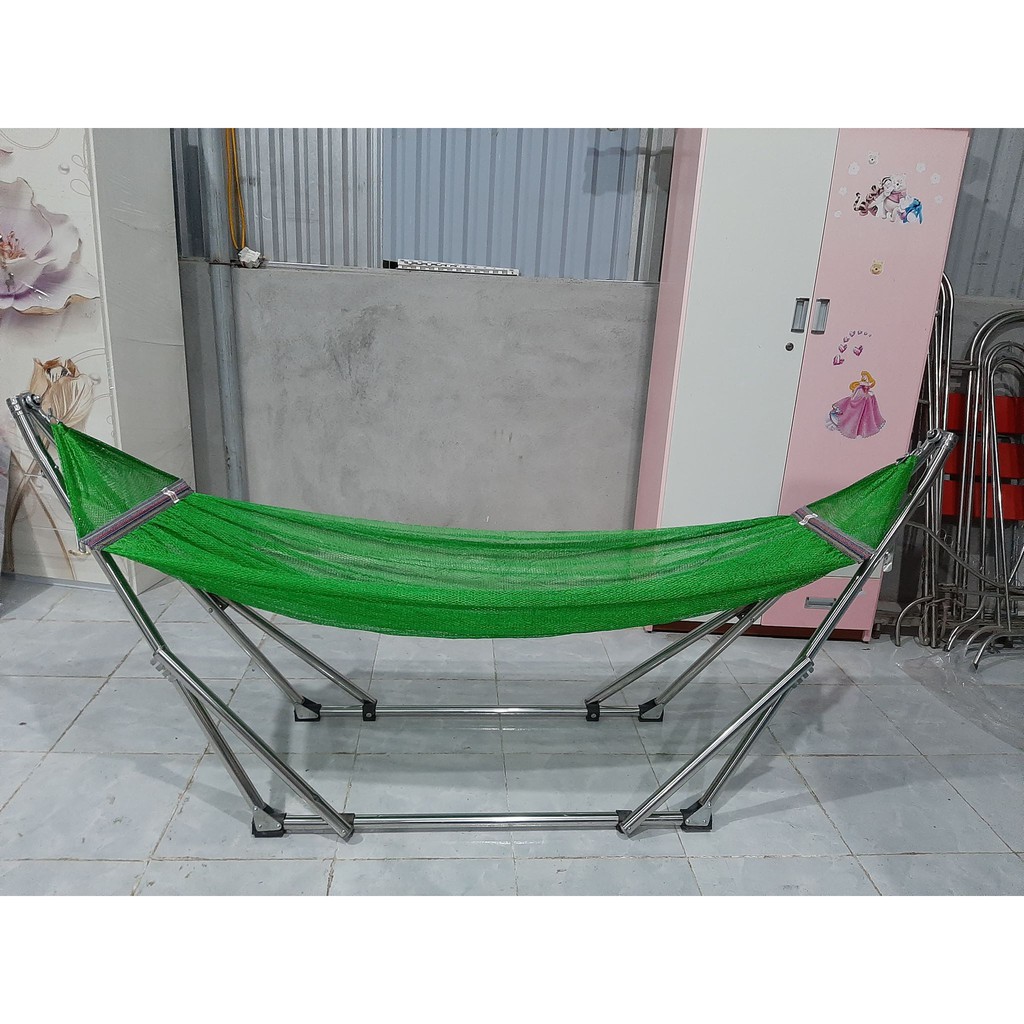 Võng xếp khung inox Nam Khang phi 32 kèm lưới võng cỡ đại