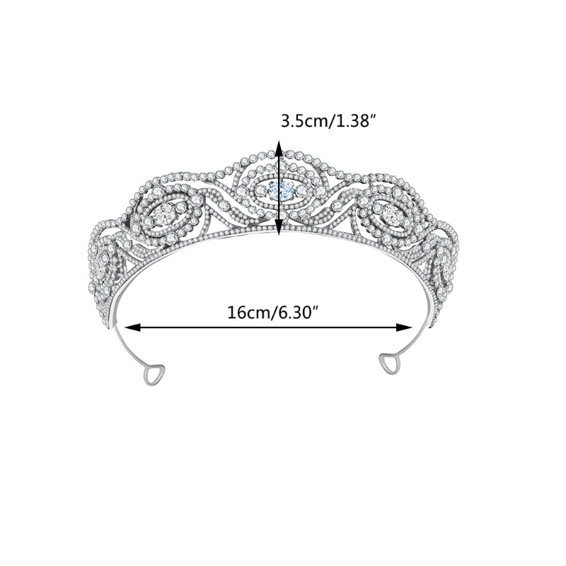 Băng Đô Cài Tóc Hình Vương Miện Bằng Kim Loại Đính Đá Pha Lê CZ Đẹp Mắt