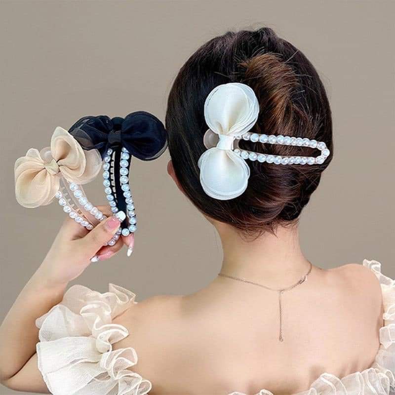 Kẹp tóc, cặp tóc nơ đính hạt xịn sò dễ thương dễ kẹp, cột không cắn tóc