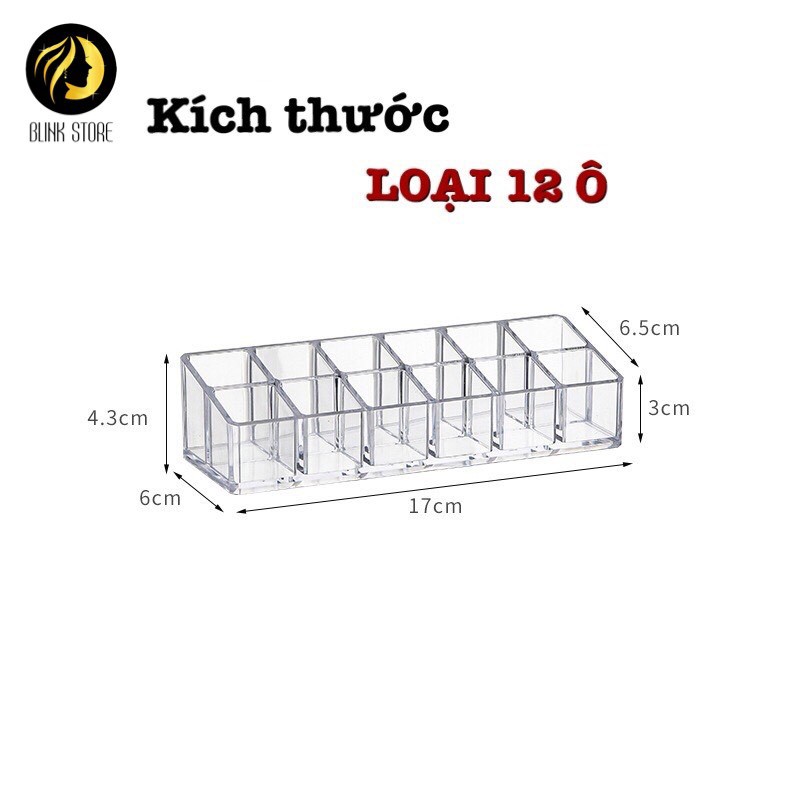 KỆ SON 9/12/24 Ô - Kệ ( khay ) để son môi trong suốt trang trí góc trang điểm, tiết kiệm diện tích và dễ dàng chọn màu s