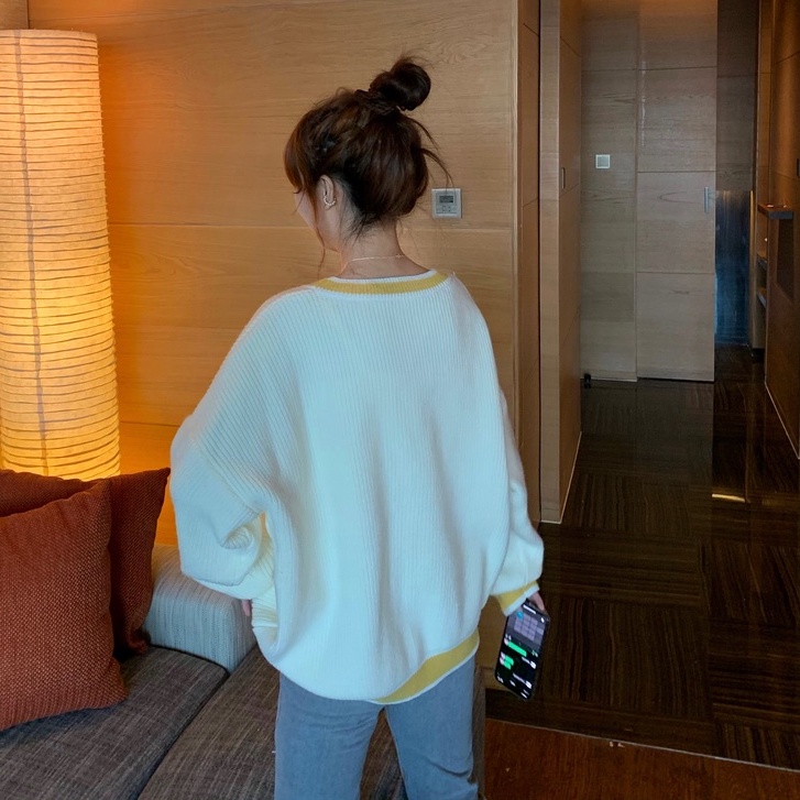 Xiaozhainv Áo khoác cardigan dệt kim tay dài dáng rộng thời trang dành cho nữ