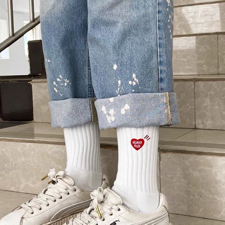 Vớ cotton trắng thêu hình trái tim