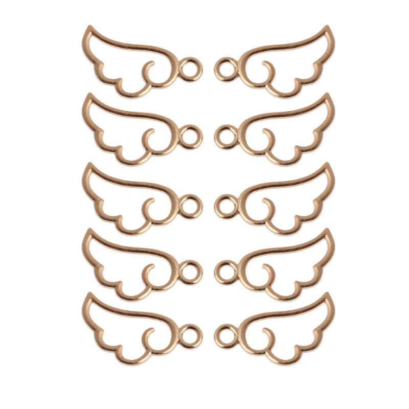 Bộ 10 mặt trang sức dạng khung kim loại mở hình cánh thiên thần đáng yêu