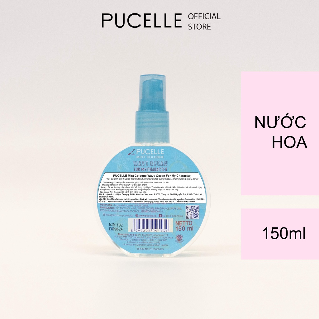 Nước Hoa PUCELLE Mist Cologne Wavy Ocean For My Character 150ml