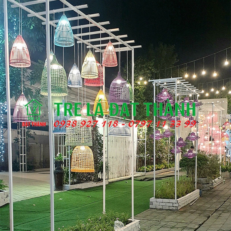 Đèn nơm tre trang trí, đèn thả trần, đèn lồng mây tre đan, đèn nơm nhiều kích cỡ