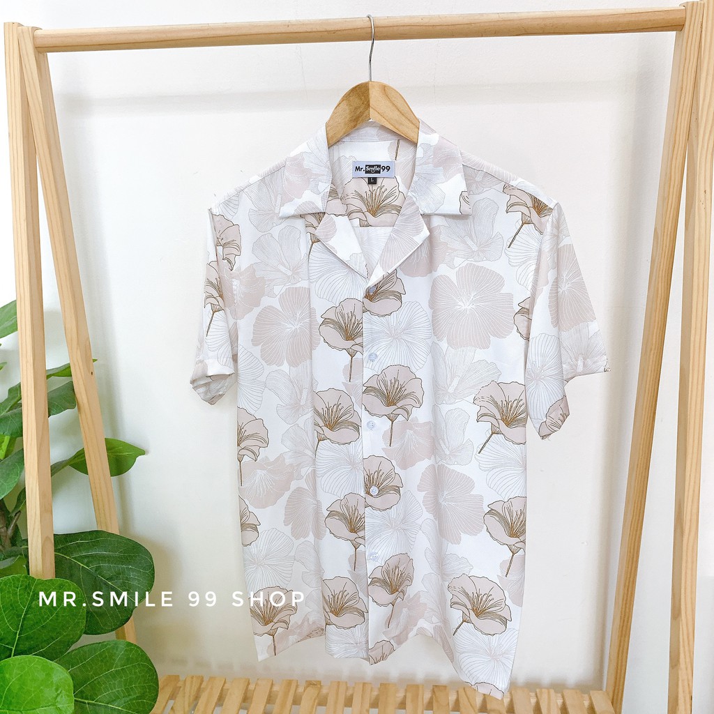 Áo Sơ Mi Nam Nữ Unisex tay ngắn Họa Tiết Vintage Flower , chất Lụa Gân dày đẹp, hàng Thiết Kế Mr.Smile 99 Shop