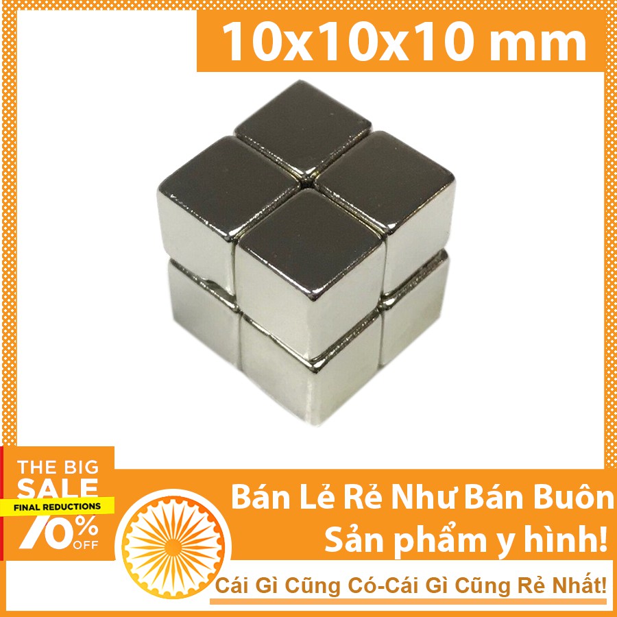 Nam châm đất hiếm lập phương vuông 10x10x10mm siêu hút