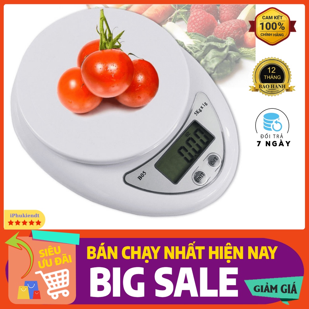 Cân điện tử nhà bếp mini Electronic Kitchen Scale cân thực phẩm 1g - 5Kg – Tặng kèm pin/ Cân tiểu ly nhà bếp