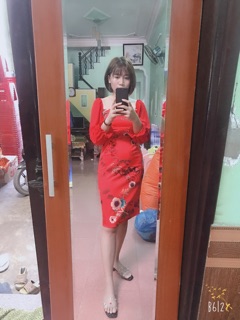 Đầm body phối tay voan(sỉ 100k)kèm mút