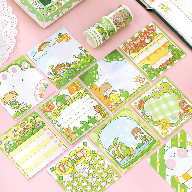 Set Box Giấy Note Kèm Washi Tape Dễ Thương- Maruko Paradise