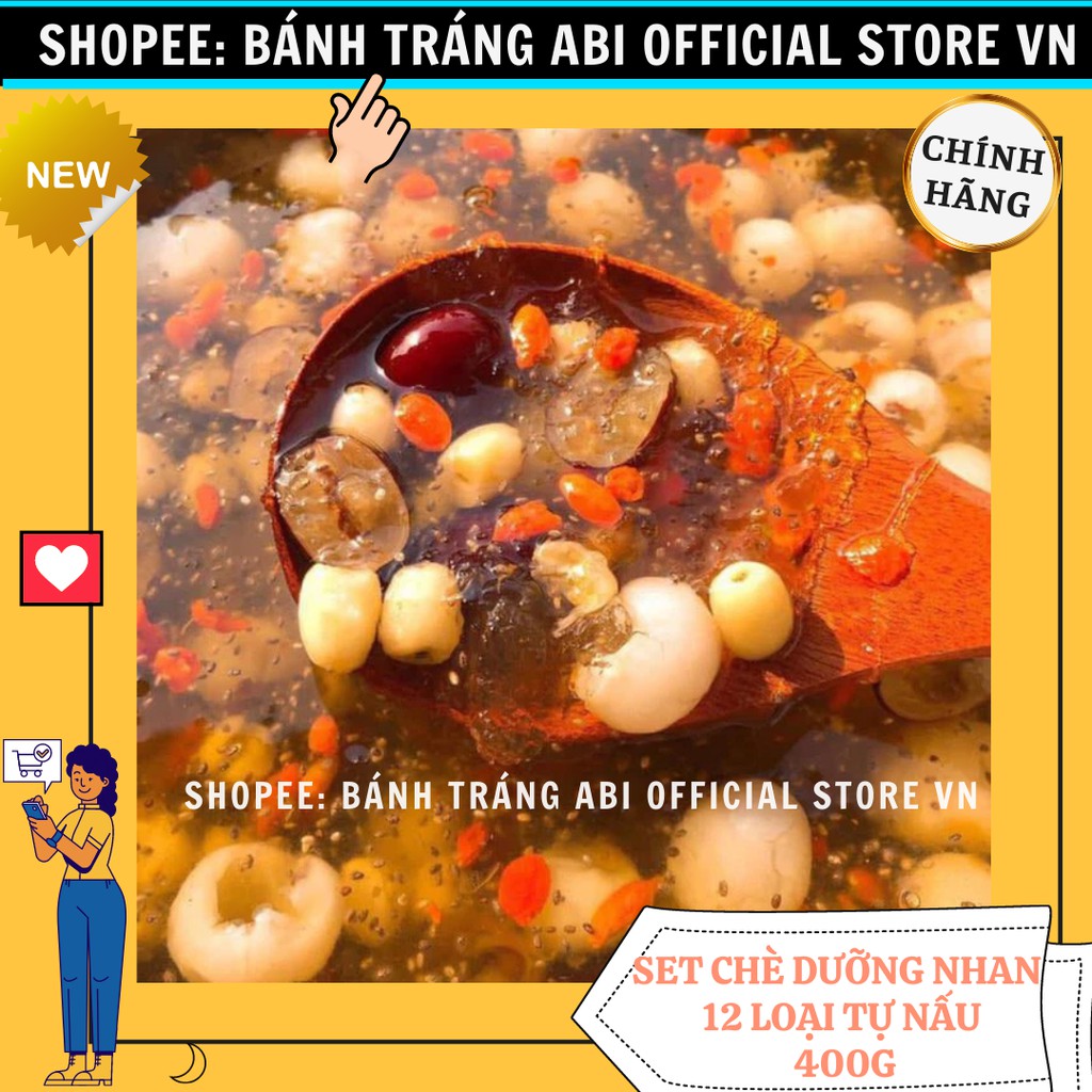 [HÌNH THẬT] SET CHÈ DƯỠNG NHAN TỰ NẤU TẠI NHÀ GỒM 12 LOẠI TUYẾT YẾN-HẠT CHIA GÓI 400G