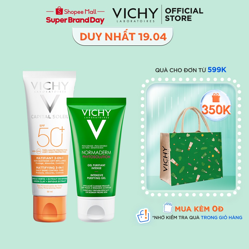 Bộ kem chống nắng chống ô nhiễm và bụi mịn VICHY Capital Soleil Mattifying