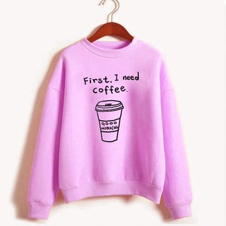 Áo Sweater Cổ Chui In I NEED COFFEE
