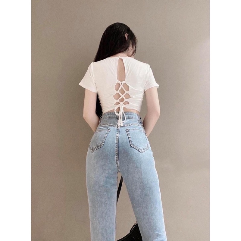 Bigsize(31-35)✈️FREESHIP Quần Jeans Nữ VNXk Rách Xẻ Gối và Đùi Body Ôm Dáng Lưng Cao Size Lớn Ms 2123 -TCshopjean