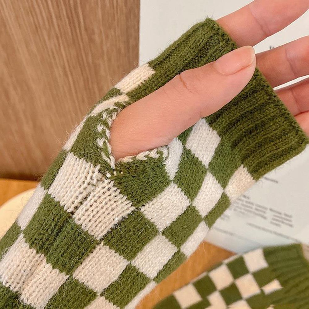 Găng tay hở ngón dệt kim mềm dày co giãn thoáng khí nhiều màu phong cách thu đông cho nam và nữ