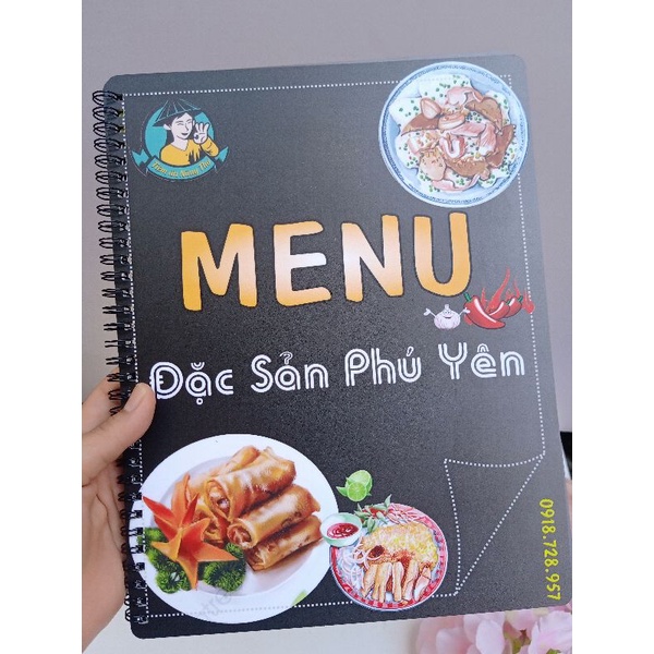 IN MENU " THEO YÊU CẦU" (nhựa PVC) KHÁNG NƯỚC. MÁY NHẬT IN CHUẨN MÀU, SẮC NÉT. KHỔ A4. LẤY LIỀN