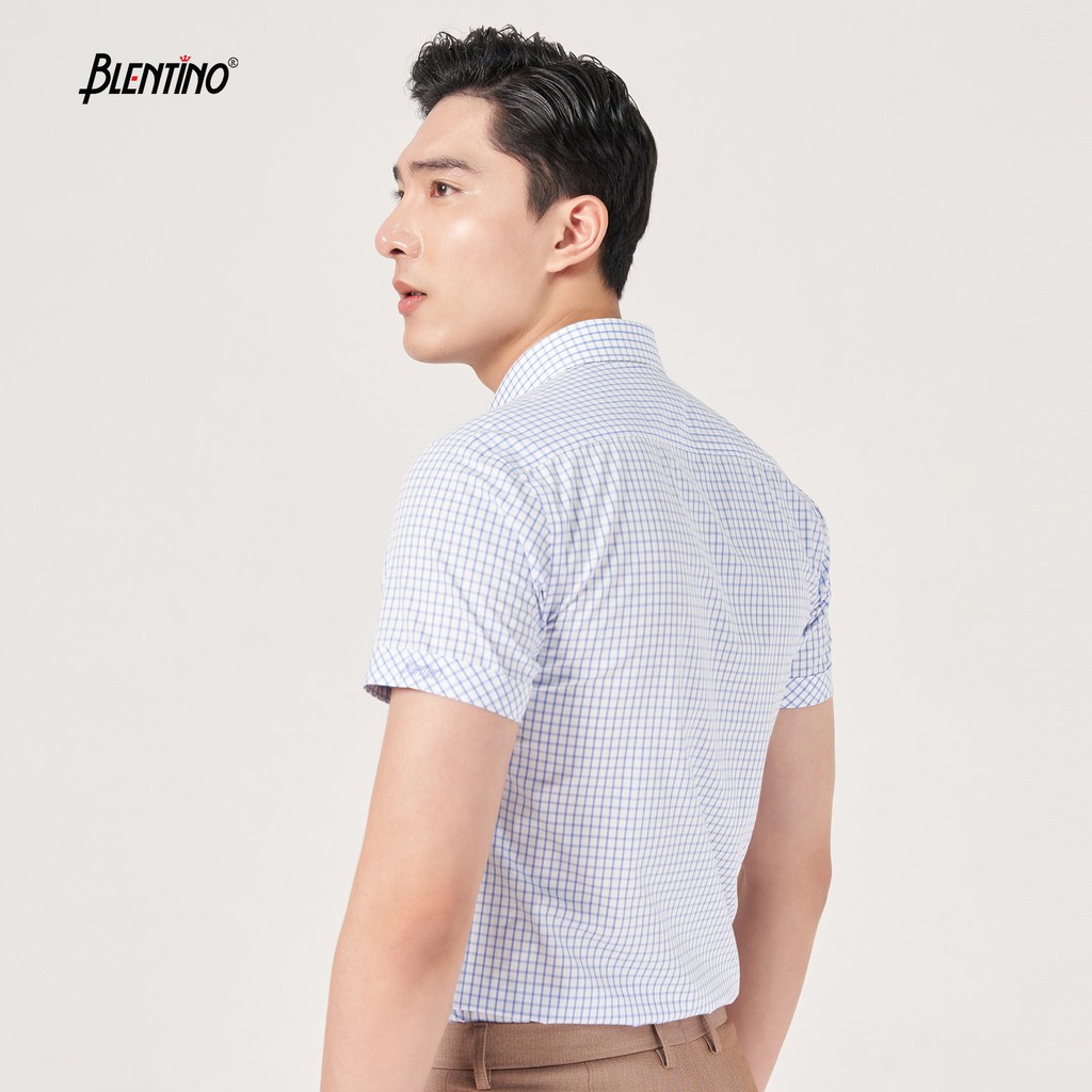 Áo sơ mi cộc tay BLENTINO kẻ sọc BCV13 form Regular