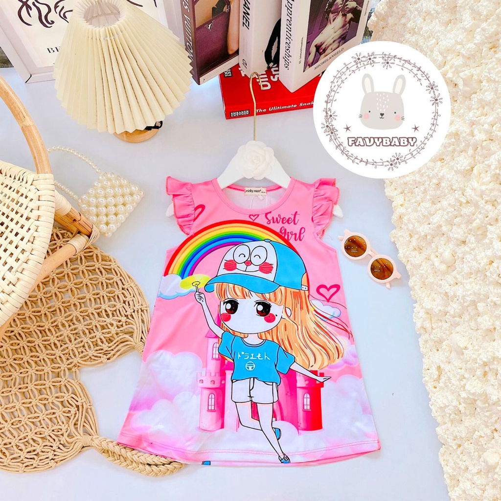 Váy Đầm MINKY MOM Chính Hãng Váy Xoè Bé Gái Thun 3D Hoạ Tiết Công Chúa Thỏ Con Bé 0 1 2 3 4 5 Tuổi - Favybaby