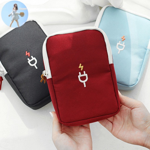 Túi Đựng Dây Cáp Sạc Tai Nghe 2 Ngăn Thời Trang Hàn Quốc