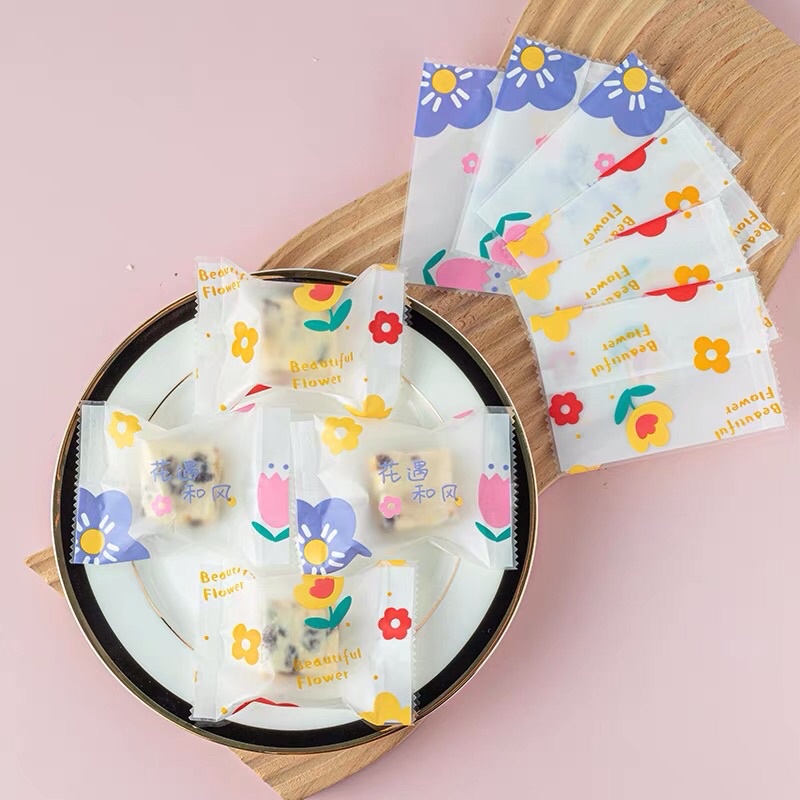 Túi hàn đựng bánh kẹo hoạ tiết hoa cute kích thước 7x10cm và 5.5x8.5cm