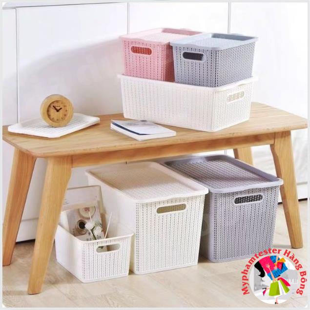 Rổ chữ nhật đựng đồ đa năng sang đẹp phong cách hàn quốc 3 cỡ