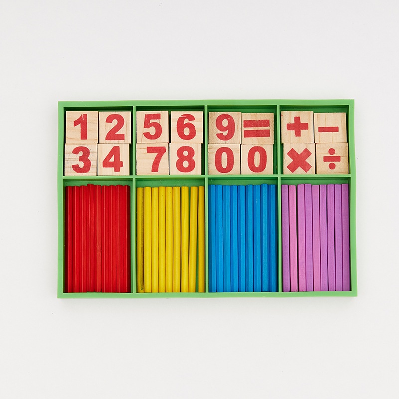 Bộ que tính và các chữ số, phép tính học toán thông minh cho bé bằng gỗ, bảng tính dụng cụ đồ chơi học tập cho trẻ em